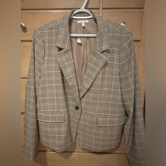 Plaid Women's Blazer - Brown - Picture 1 of 3